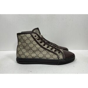 Gucci Brown Monogram High-Top Canvas Sneakers GG California Men's 10 US / 9 G